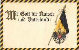 ** T2/T3 Mit Gott Für Kaiser Und Vaterland! / WWI German Military Propaganda With Flag And Coat Of Arms. Erika Nr. 5341. - Non Classificati