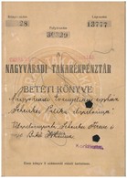 Románia / Oradea (Nagyvárad) 1923. 'Nagyváradi Takarékpénztár' Betéti Könyve, Bejegyzésekkel, Bélyegzéssel, Lyukasztássa - Ohne Zuordnung