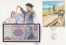 Chile 1983. 100P Felbélyegzett Borítékban, Bélyegzéssel T:I 
Chile 1983. 100 Pesos In Envelope With Stamp And Cancellati - Sin Clasificación