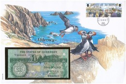 Guernsey/Alderney 1991. 1Ł Felbélyegzett Borítékban, Bélyegzéssel T:I 
Guernsey/Alderney 1991. 1 Pound In Envelope With  - Non Classés
