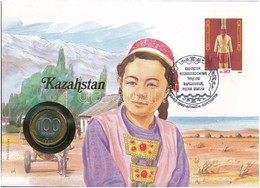 Kazahsztán érmés Boríték Bélyeggel, Bélyegzéssel Benne Oroszország 1992. 100R, Német Nyelvű Leírással T:I  
Kazakhstan C - Sin Clasificación