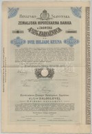 Horvátország / Zágráb 1907. 'Horvát-szlavon Országos Jelzálogbank Zágrábban' 4 1/2%-os Záloglevél 2000K-ról, Szárazpecsé - Sin Clasificación