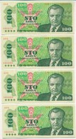 Csehszlovákia 1989. 100K (4x) 2+2 Sorszámkövető Pár T:II Czechoslovakia 1989. 100 Korun (4x) 2+2 Sequential Serials Pair - Ohne Zuordnung