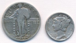 Amerikai Egyesült Államok 1925. 25c Ag + 1943. 1d Ag T:2-3
USA 1925. 25 Cents Ag + 1943. 1 Dime Ag C:XF-F - Sin Clasificación