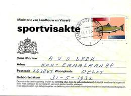 " Fishing License " 1991 Timbre Sur Carte Postal - Steuermarken