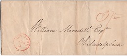 (R30) NEW YORK TO PHILADELPHIA - 37 1/2 DUE - RED CANCEL - 1821. - …-1845 Préphilatélie