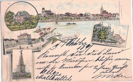 Gruss Aus WAREN Mecklenburg Color Litho Gymnasium Feierabendhaus Ua Gelaufen 2.10.1897 - Waren (Müritz)