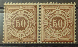 WÜRTTEMBERG 1890 - MNH - Mi 58 - 50pf - Pair! - Ungebraucht