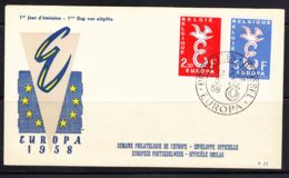 Belgium 1958 Europa-CEPT Mi#1117-1118 FDC-first Day Cover - Lettres & Documents
