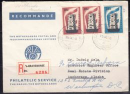 Netherlands 1956 Europa CEPT Mi#683-684 On Very Nice Registered Cover To Alaska, FDC - First Day Cancel - Covers & Documents