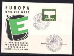 Germany 1957 Europa CEPT Mi#268 On Special Commemorative Card - Lettres & Documents