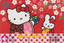Carte Prépayée Japon - Comics - CHAT HELLO KITTY & LAPIN - CAT & RABBIT Japan Prepaid Bus Card - 5048 - BD