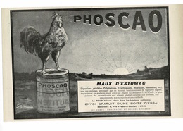 Ancienne Pub Phoscao, Coq Sur Boite,illustrée Par Sam - Werbung