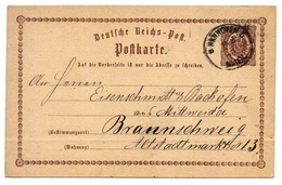 Deutsche Reichs-Post Hannover 1873 - Nach Braunschweig - Briefkaarten