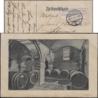 Allemagne 1915. Carte De Franchise Militaire. Cave Contenant Au Moins Sept Grands Fûts De Bière. Rai De Lumière - Bières