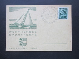 Österreich 1946 Landschaften Auf Sonderkarte Und SST / Sonderstempel Wörthersee Sportfeste Klagenfurt - Storia Postale