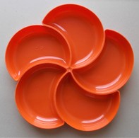 - Plat à Compartiments - Vintage - Orange - Année 70 - - Plato