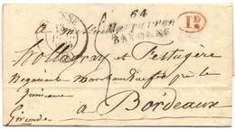 Cursive 64 Hasparren BAYONNE Cachet Bayonne Pour Bordeaux (cachet Arrivée Au Dos)1835 Plus Décime Rural - 1801-1848: Précurseurs XIX