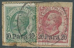 1907 LEVANTE ALBANIA USATO EFFIGIE 10 PA SU 5 CENT E 20 PA SU 10 CENT - RB38-6 - Albanien