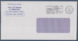 = Monaco Enveloppe à Fenêtre Flamme Championnats Internationaux De Tennis 20-28.4.91 à Monte Carlo 15 4 91 - Postmarks