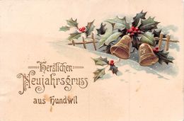 Herzlichen Neujahrsgruss Aus Hundwil - Gaufrée - Dorée - Autres & Non Classés