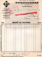 63- CLERMONT FERRAND-E FACTURE BERGOUGNAN-CAOUTCHOUC PNEUS-PNEUMATIQUES LE GAULOIS-1953  AUTO MOTO VELO - Auto's