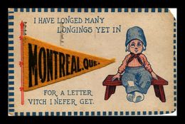 Dutch Boy I Have Longed MONTREAL QUEBEC For A Letter Vitch I Nefer Get 1914 Obliteration Centenaire Centenary  Cartier - Lettres & Documents