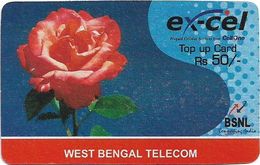 India - Ex-Cel - Rose Flower (Reverse #2), GSM Refill 50₹, Exp.31.10.2009, Used - Inde