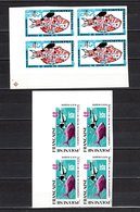 POLYNESIE   PA N° 29 + 30  NON DENTELES BLOCS DE QUATRE   NEUFS SANS CHARNIERE COTE  800.00€   CHASSE SOUS MARINE - Imperforates, Proofs & Errors