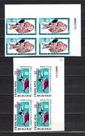 POLYNESIE   PA N° 29 + 30  NON DENTELES BLOCS DE QUATRE DATE   NEUFS SANS CHARNIERE COTE  800.00€   CHASSE SOUS MARINE - Imperforates, Proofs & Errors