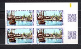 POLYNESIE  PA N° 60   NON DENTELE EN BLOC DE QUATRE   NEUF SANS CHARNIERE COTE 140.00€    PORT  BATEAUX - Geschnittene, Druckproben Und Abarten