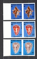 POLYNESIE PA  N° 114 à 116  NON DENTELES EN PAIRE   NEUFS SANS CHARNIERE COTE  100.00€  COQUILLAGE ANIMAUX - Imperforates, Proofs & Errors