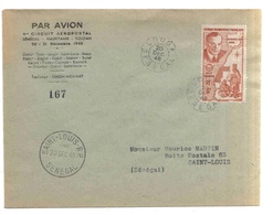 Senegal Lettre Avion Louga St Louis 1948 St Exupery Carte Sahara Espagnol Map Cover Brief Belege Carta Aeropostale - Storia Postale