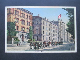 Schweiz 1940er Jahre Feldpost 2. WK Militärsache AK Kaserne Zürich Stempel Zürich Kaserne Militärpost - Briefe U. Dokumente