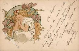 Mucha, Alfons Frau Künstler-Karte 1901 II- (beschädigt) - Mucha, Alphonse