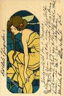 Kirchner, Raphael Frau Jugendstil Präge-Karte I-II Art Nouveau - Kirchner, Raphael