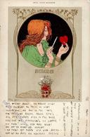 Jugendstil Frau Hexerei Prägedruck 1901 I-II Art Nouveau - Sonstige & Ohne Zuordnung