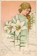 Jugendstil Frau Iris Lithographie 1900 I-II Art Nouveau - Andere & Zonder Classificatie