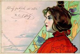 Jugendstil Frau Künstlerkarte 1900 I-II Art Nouveau - Other & Unclassified