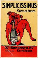 Kunstgeschichte München Simplicissimus Künstler Kneipe Kathi Kobus Bulldogge Mit Sekt I-II (fleckig) - Unclassified