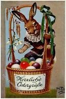 Thiele, Arthur Hase Personifiziert Ostern Künstlerkarte I-II Paques - Thiele, Arthur