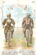 Puzzle 4 Tlg. Fahrrad All Heil 1897 Litho I-II Cycles - Sonstige & Ohne Zuordnung