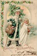 HGL Weihnachtsmann Engel  Lithographie 1900 I-II Pere Noel Ange - Hold To Light