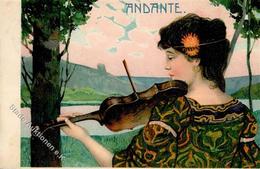 Frau Geigerin Andante Künstlerkarte 1908 I-II - Sonstige & Ohne Zuordnung