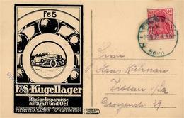 SCHWEINFURT - Kugel-Lager-Werke FICHTEL Und SACHS Auf So-Karte Zur Automobil-Ausstellung Berlin 1921 I-II Expo - Advertising