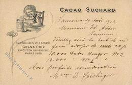 Schokolade Kakao Suchard Ganzsache Schweiz 5 Rappen 1912 I-II (Eckbug) - Werbepostkarten