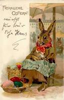 Ostern Hasen Personifiziert  Lithographie 1902 I-II Paques - Easter