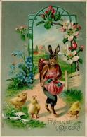 Ostern Hasen Personifiziert  Prägedruck 1913 I-II Paques - Ostern