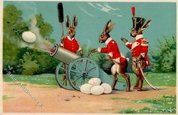 Ostern Hasen Personifiziert Kanone Prägedruck I-II Paques - Easter