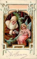 Weihnachtsmann Engel  Prägedruck 1905 I-II Pere Noel Ange - Sonstige & Ohne Zuordnung